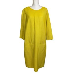 Boden Women Riva Jacquard Dress Sz US 18L UK 22L Golden Yellow Textured Anthro